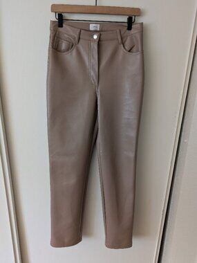 Aritzia Wilfred Womens 8 Tan Faux Leather Pants Bikercore Cyberpunk Preppy